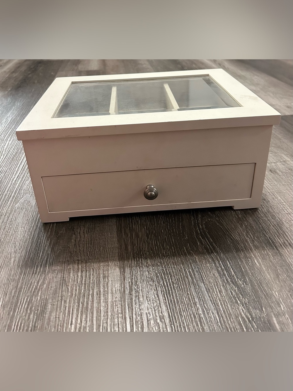 vintage pottery barn isabella jewelry box wood + glass